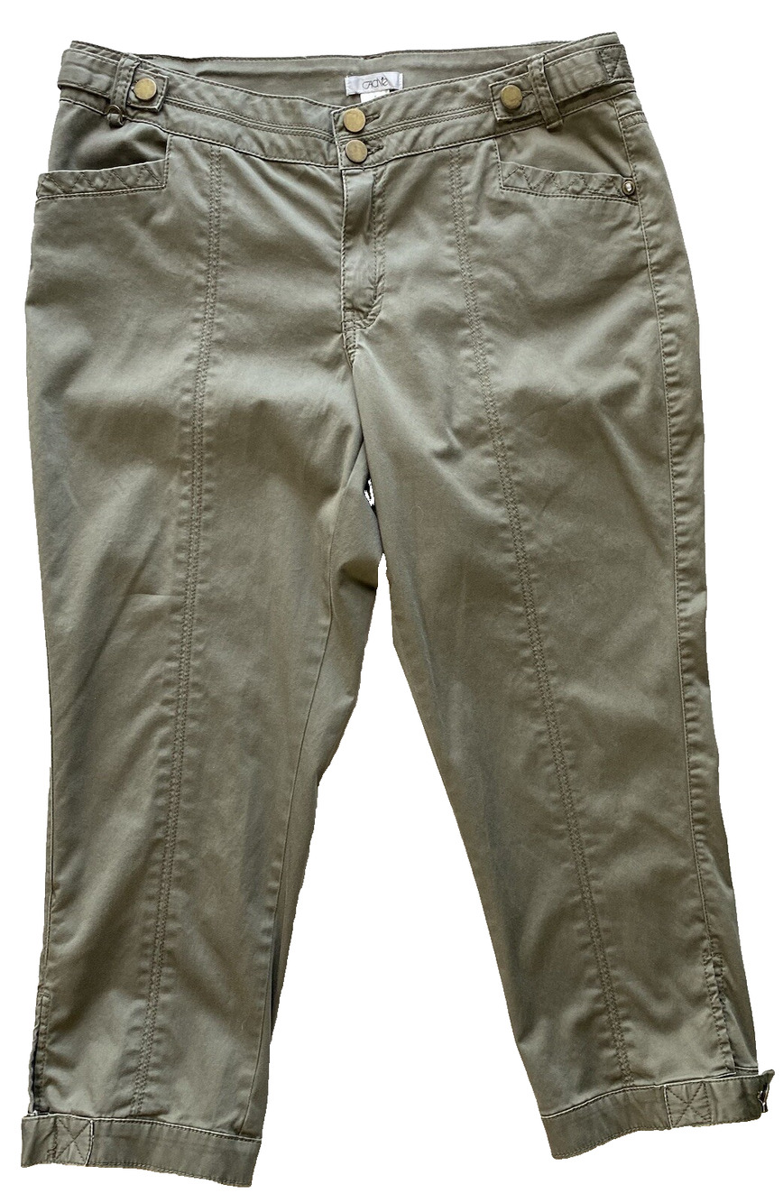 Cache Pants Womens Size 8 Khaki Olive Green Casual Summer Resort Vacation Capris